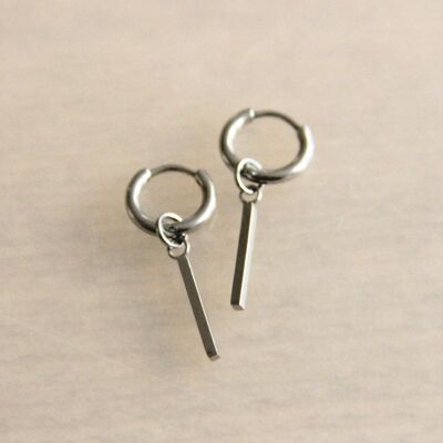 CB357 - Stainless steel creoles with bar - silver