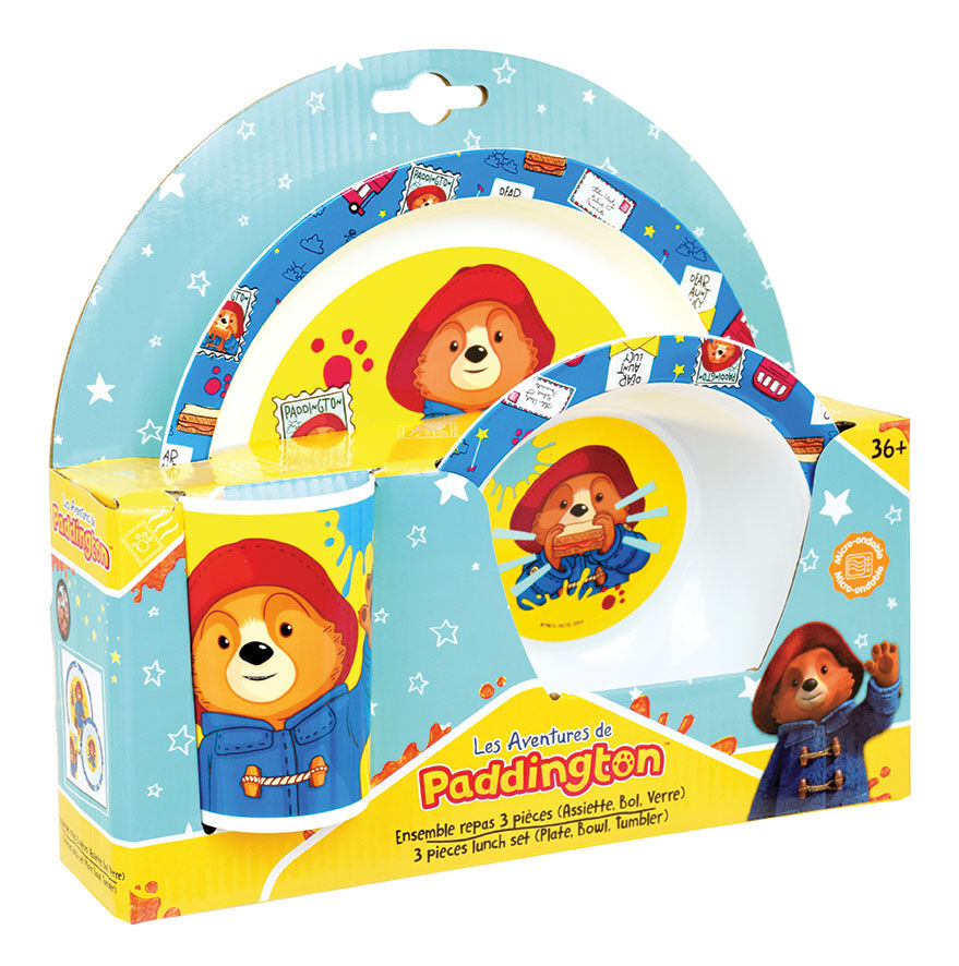 PADDINGTON 3-piece dinnerware set: Plate + Bowl + Glass