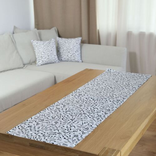 Music notes table runner, Black and white interior tableware