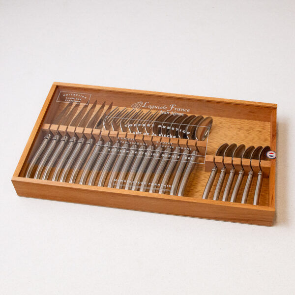 Laguiole 24 Piece Flatware Set, Stainless Steel in Wood Box with Acrylic Lid