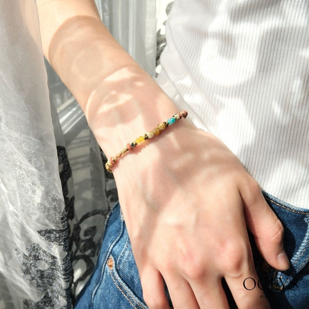 Bracciale Paola con pietre naturali in acciaio inossidabile placcato oro
