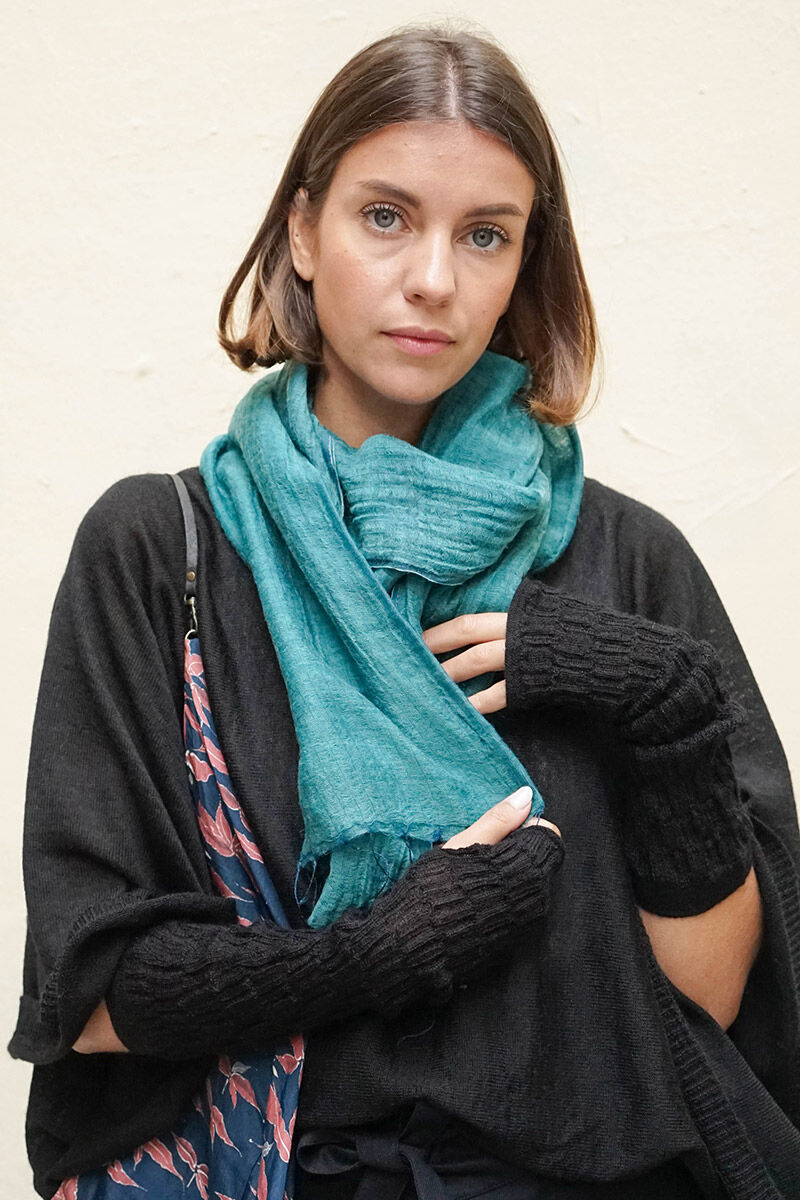 Écharpe à franges en Laine et Soie