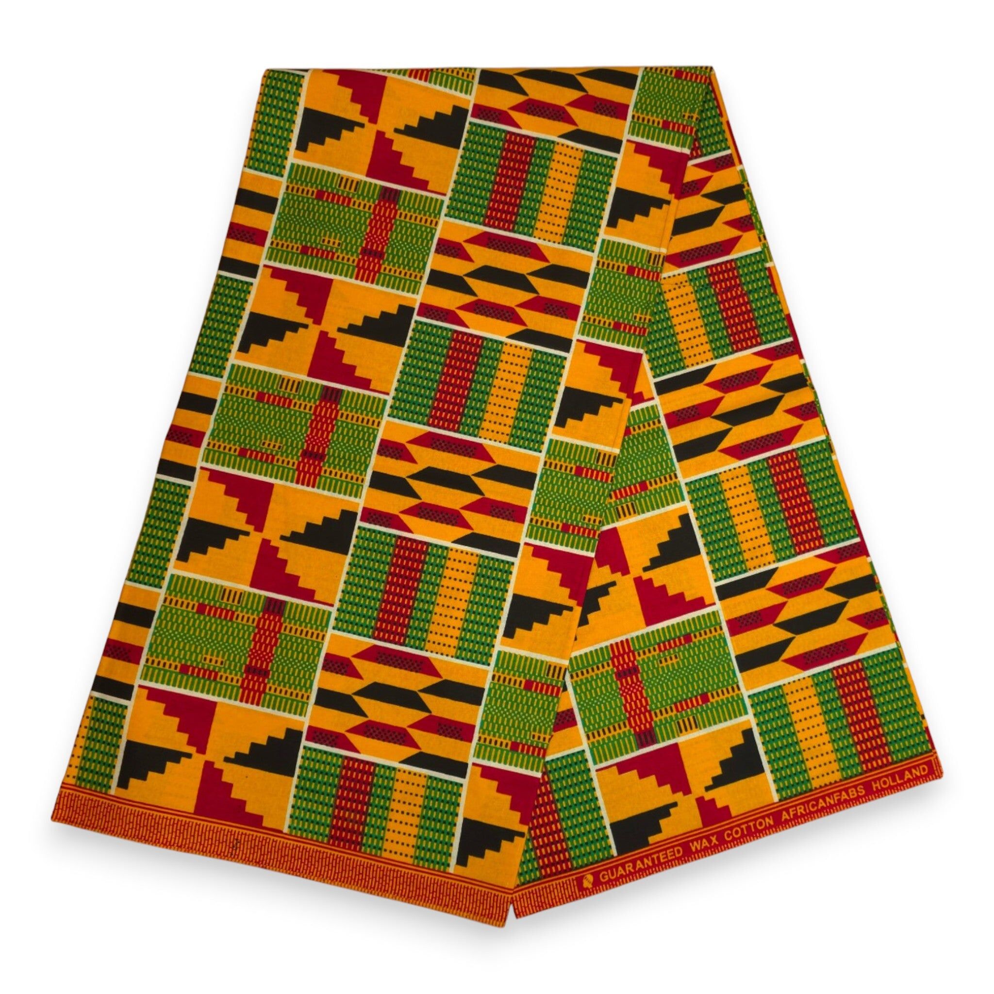6 Yards - African Wax print fabric - Red Yellow Kente Print Ghana - 100% cotton