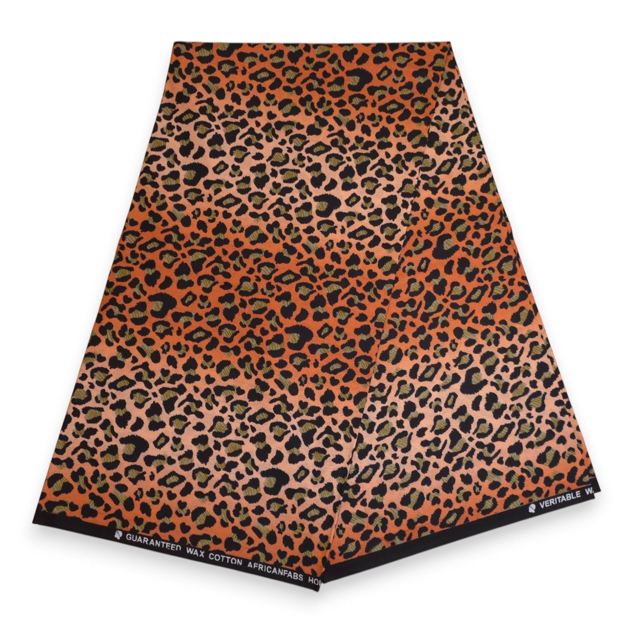 6 Yards - African Wax print fabric - Orange Beige Leopard Spots - 100% cotton