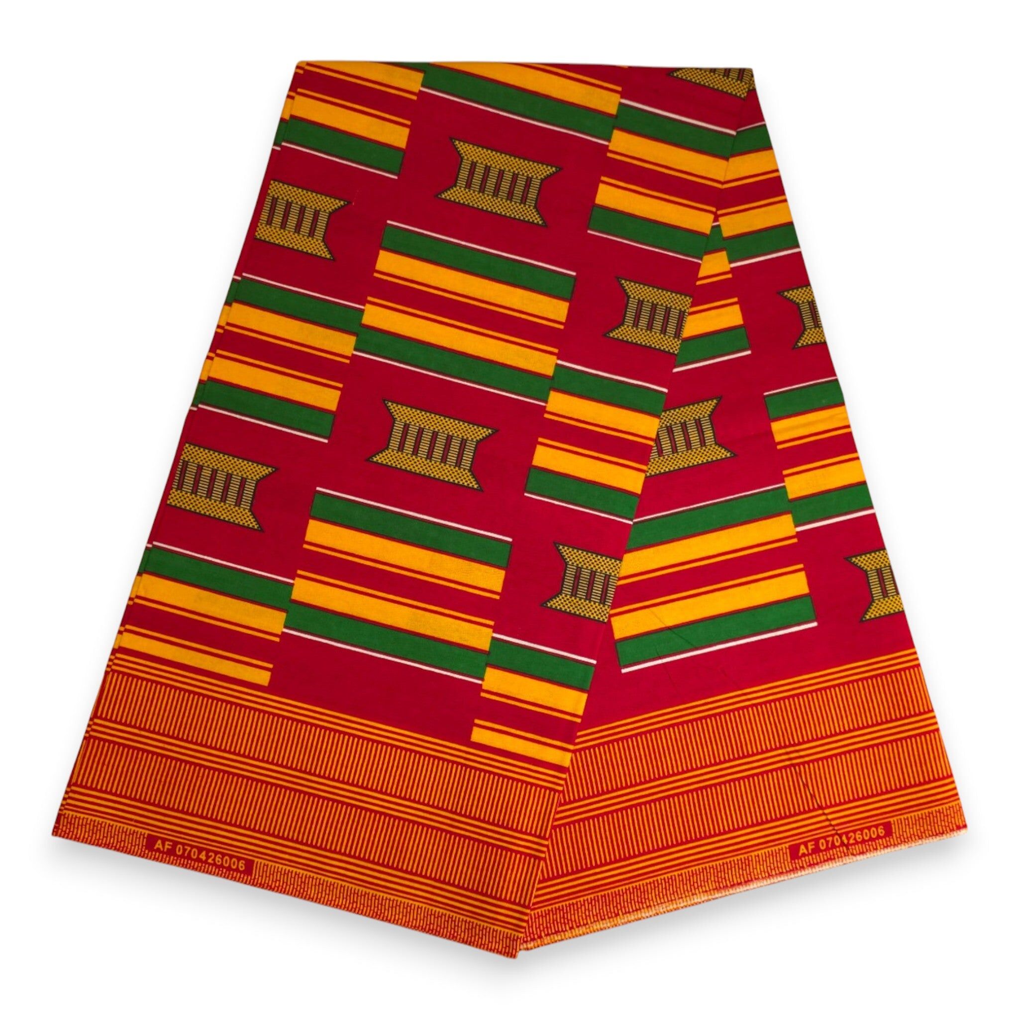 6 Yards - African Wax print fabric - Red Pan Africa Kente Print Ghana - 100% cotton