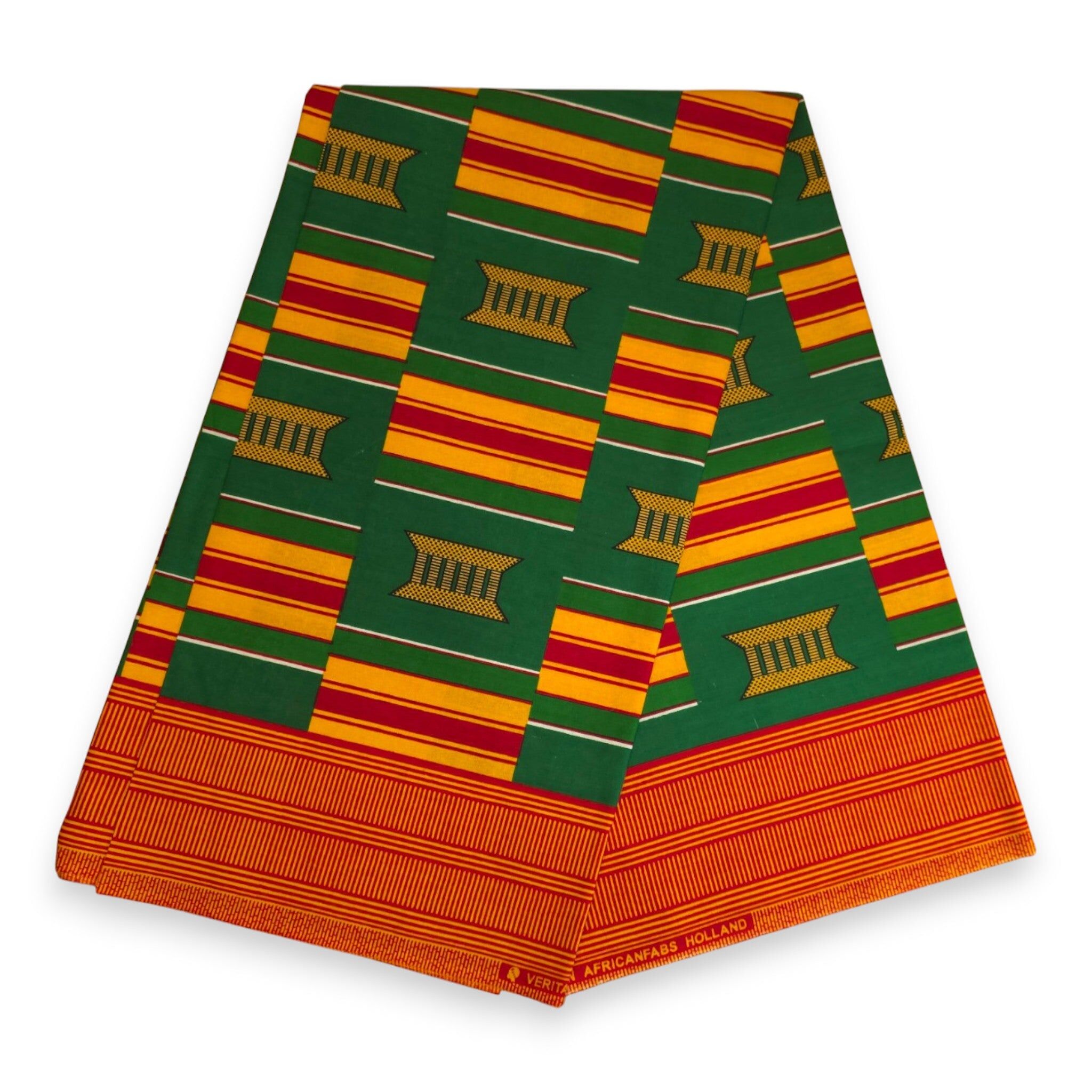 6 Yards - African Wax print fabric - Green Pan Africa Kente Print Ghana - 100% cotton
