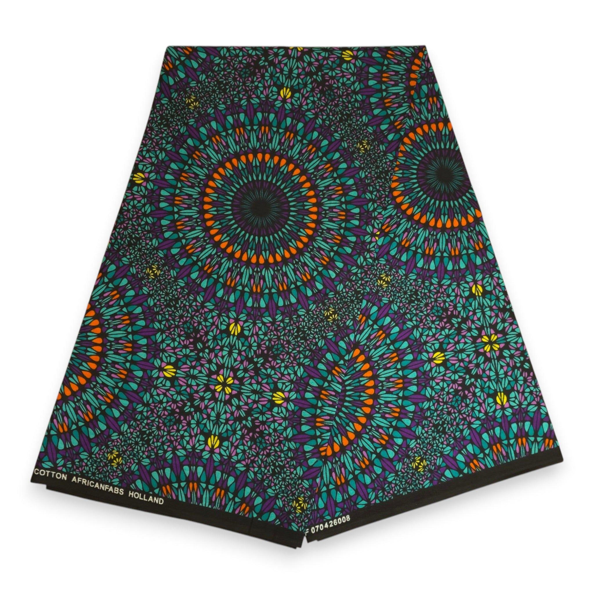 6 Yards - African Wax print fabric - Turquoise Purple Ocean Eye - 100% cotton