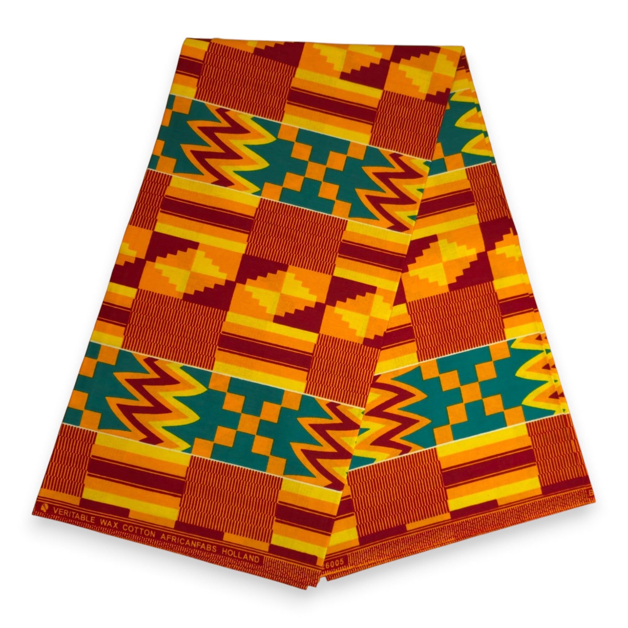 6 Yards - African Wax print fabric - Turquoise Yellow Kente Print Ghana - 100% cotton