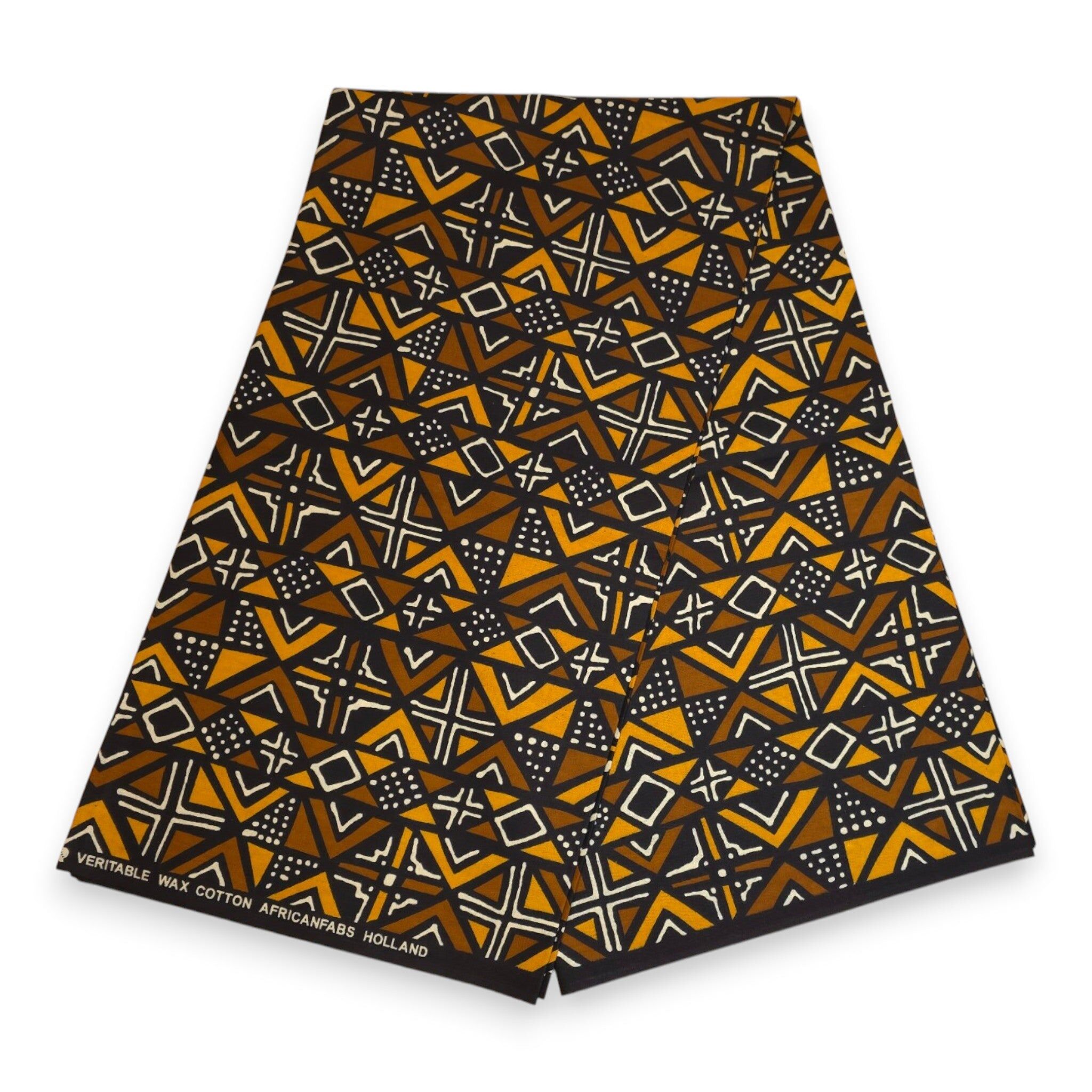 6 Yards - African Wax print fabric - Brown Bogolan Geometry - 100% cotton