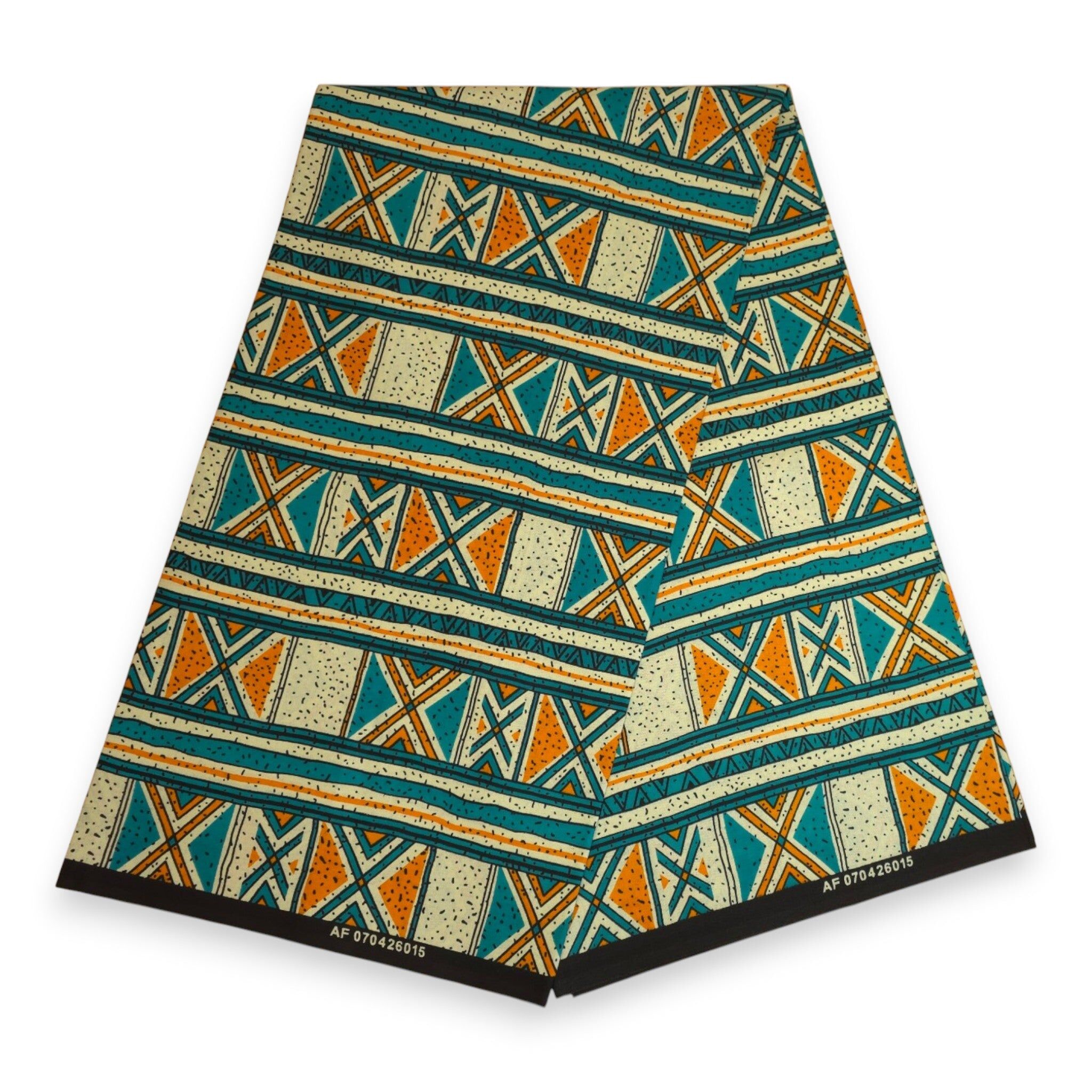 6 Yards - African Wax print fabric - Turquoise Bogolan Heritage - 100% cotton