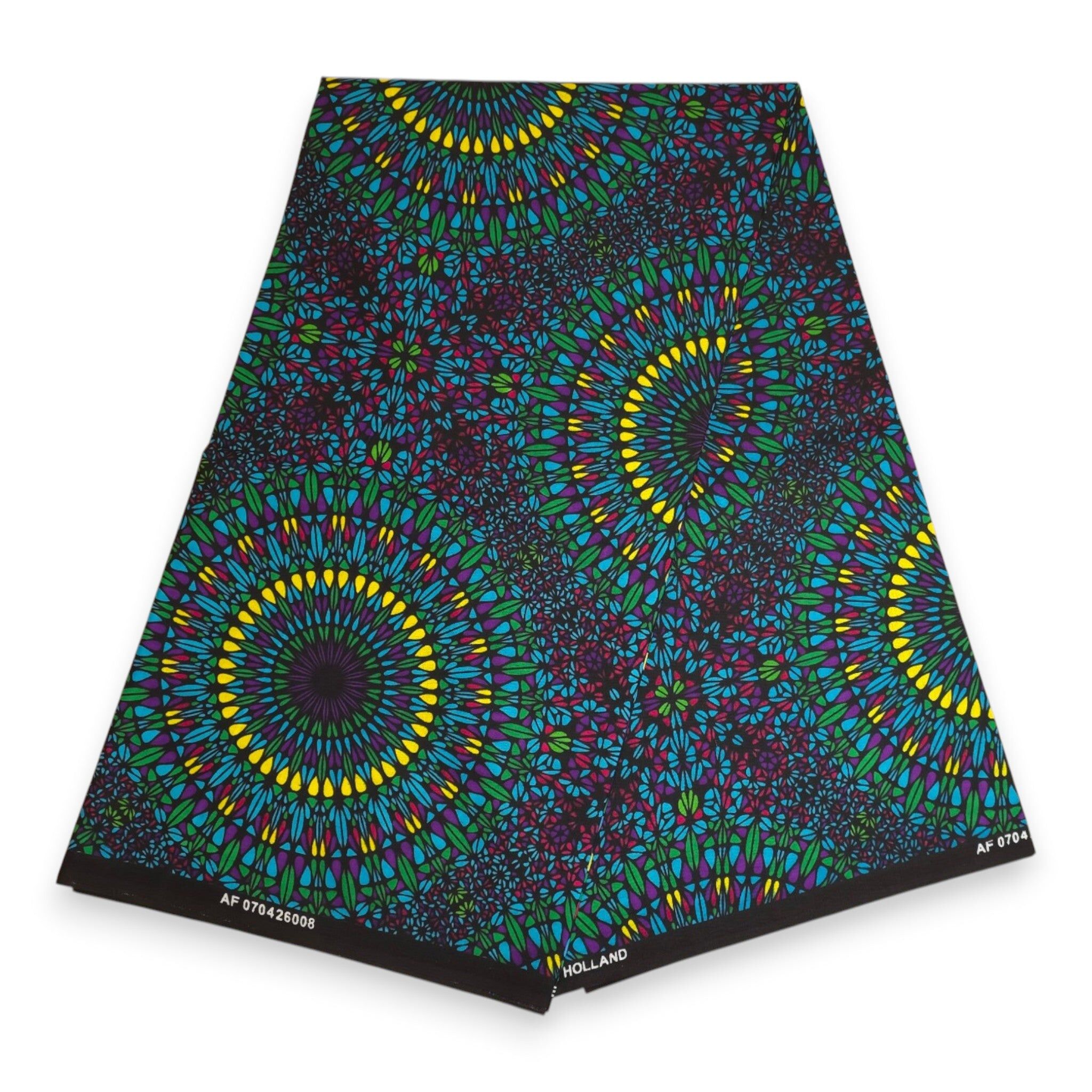 6 Yards - African Wax print fabric - Green Yellow Ocean Eye - 100% cotton
