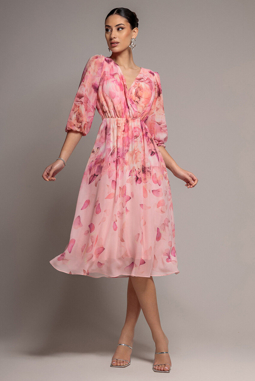 Wickelkleid in A-Linie mit Blumenmuster DR5131