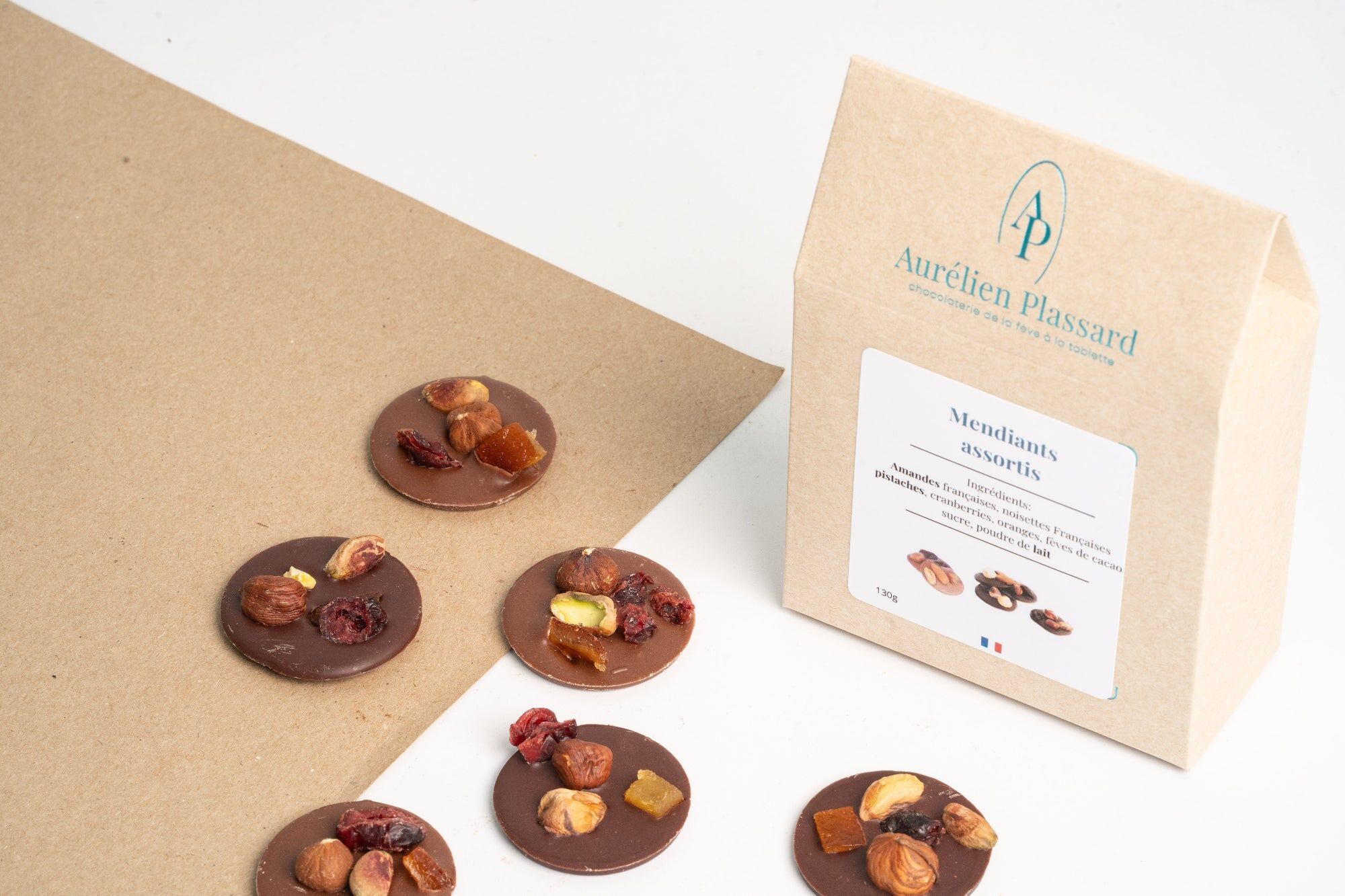 Assorted dark and milk chocolate mendiants