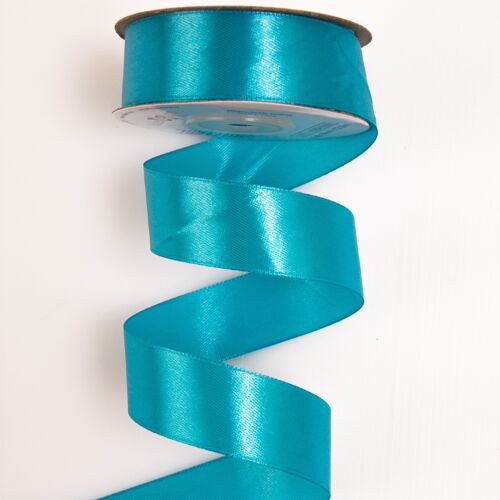 Satin ribbon 25mm x 22.86m - Aqua blue