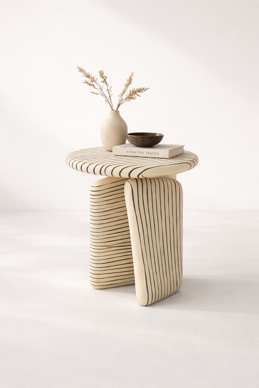 Modern Aluminium Side Table – Ivory Powder Coated (51 cm)