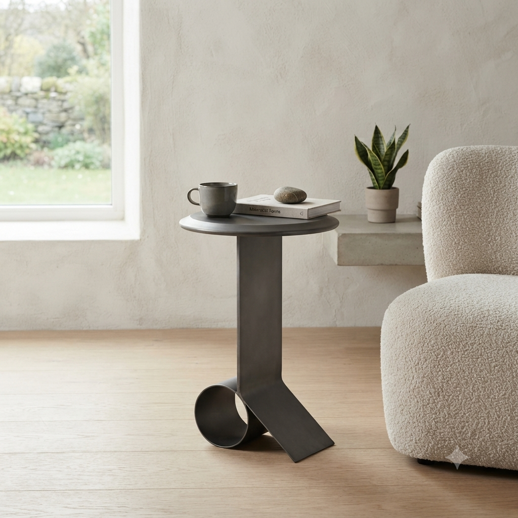 Solree Beistelltisch aus Eisen – Schwarz pulverbeschichtet, modernes Designelement (55 cm)