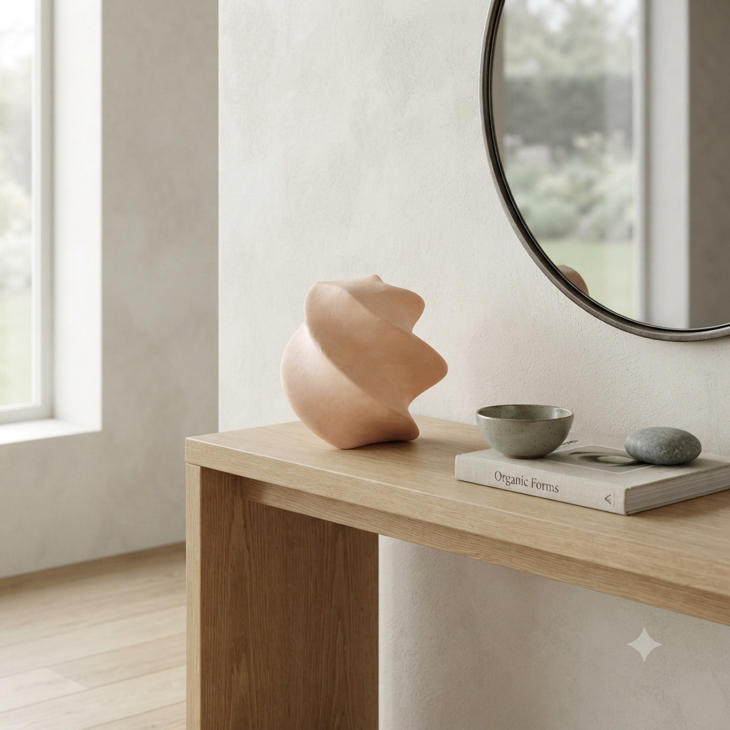 Abstraktes Aluminium-Dekorobjekt – Beige pulverbeschichtet