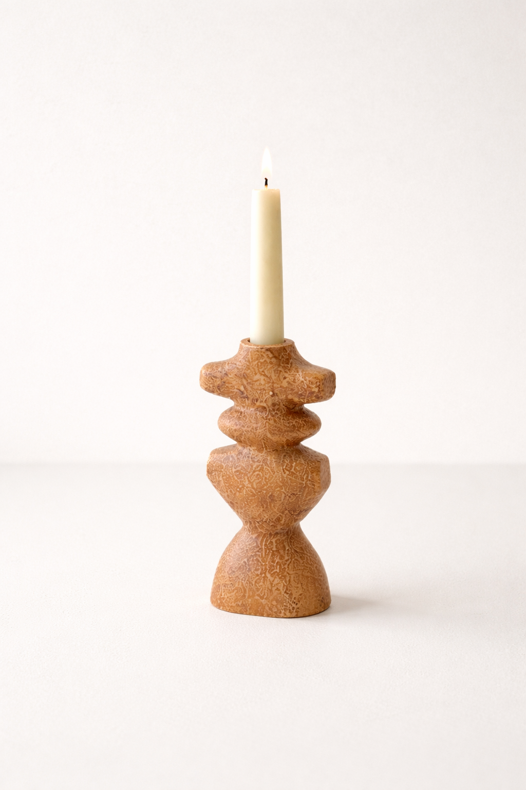 Brown Textured Aluminium Candle Holder