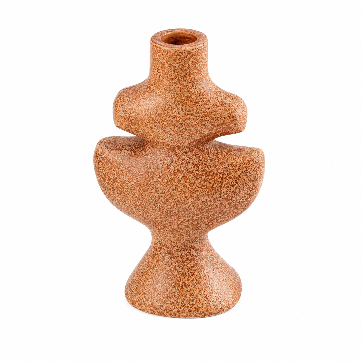 Brown Textured Aluminium Candle Holder – Sculptural Design