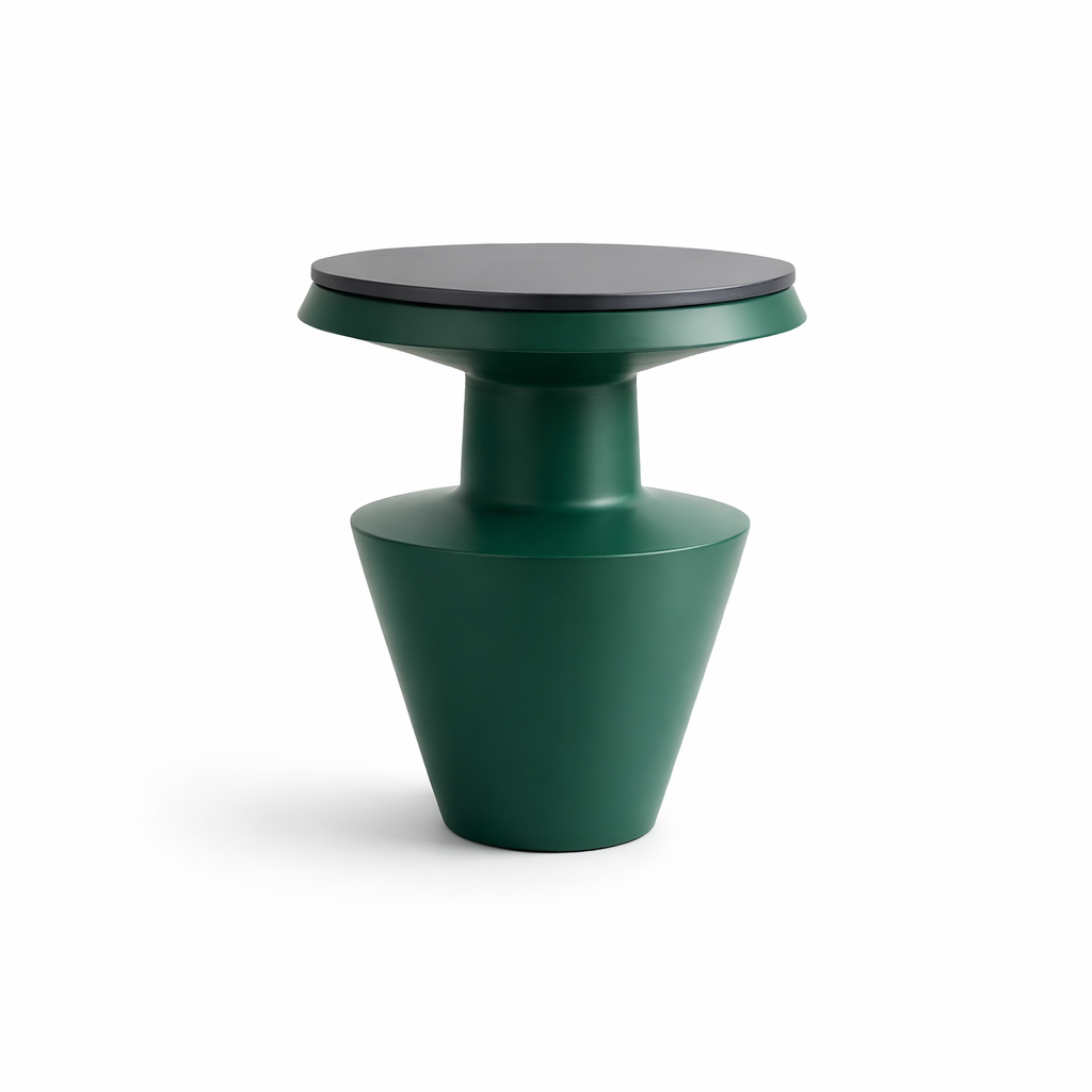 Compact Green Metal Side Table Modern Accent Decor