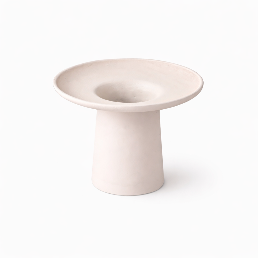 Ivory Pedestal Vase – Aluminium Powder-Coated, Bowl 28x18 cm