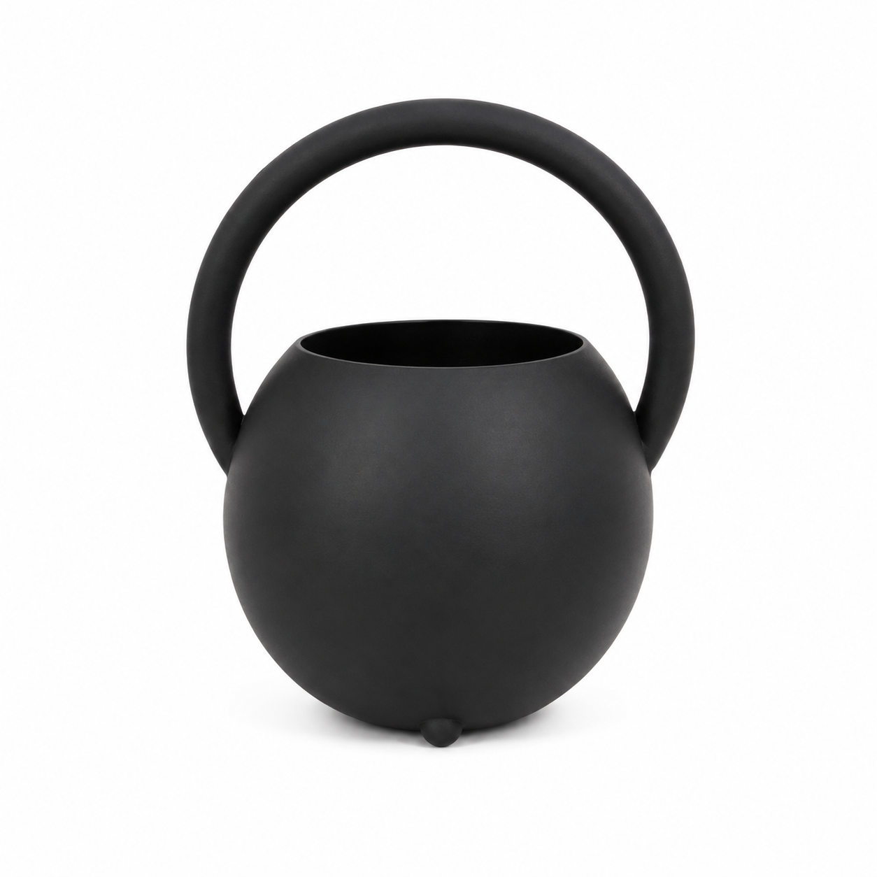 Black Iron Decorative Vase – Powder Coated Finish (27 × 23 cm)