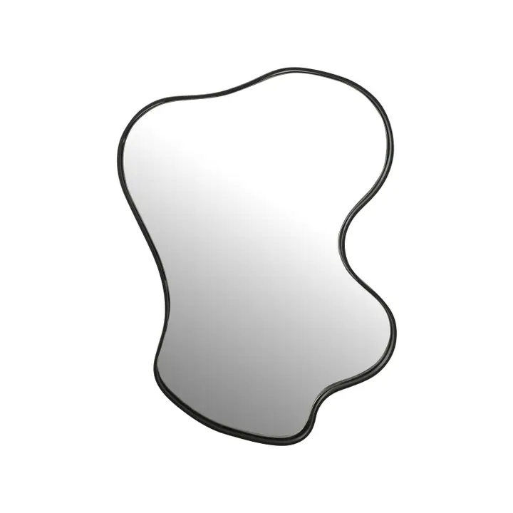 Freeform Wave Black Wall Mirror – Modern Decorative Accent