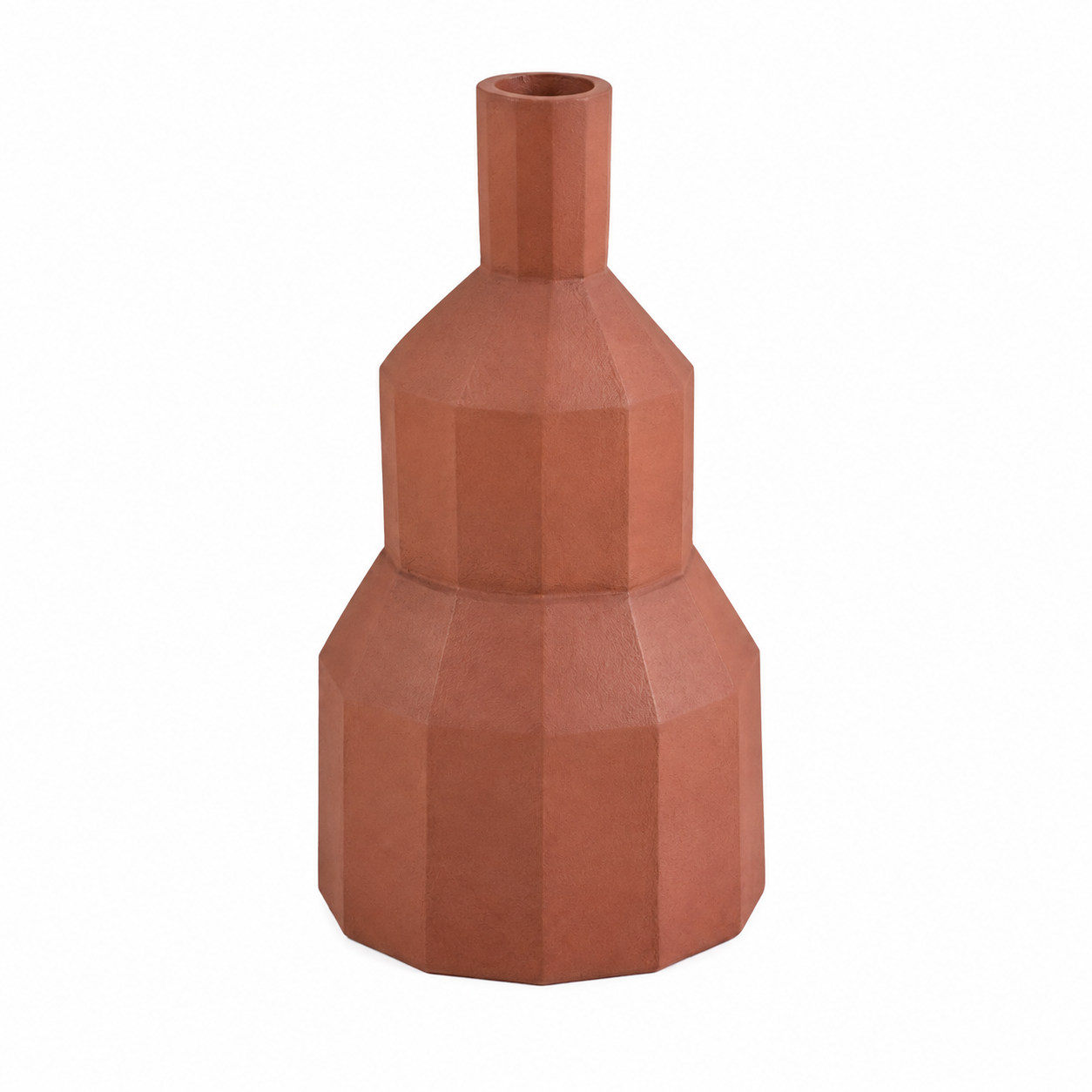 Vetra Aluminium Vase – Terracotta Finish Tabletop Decor, 36cm