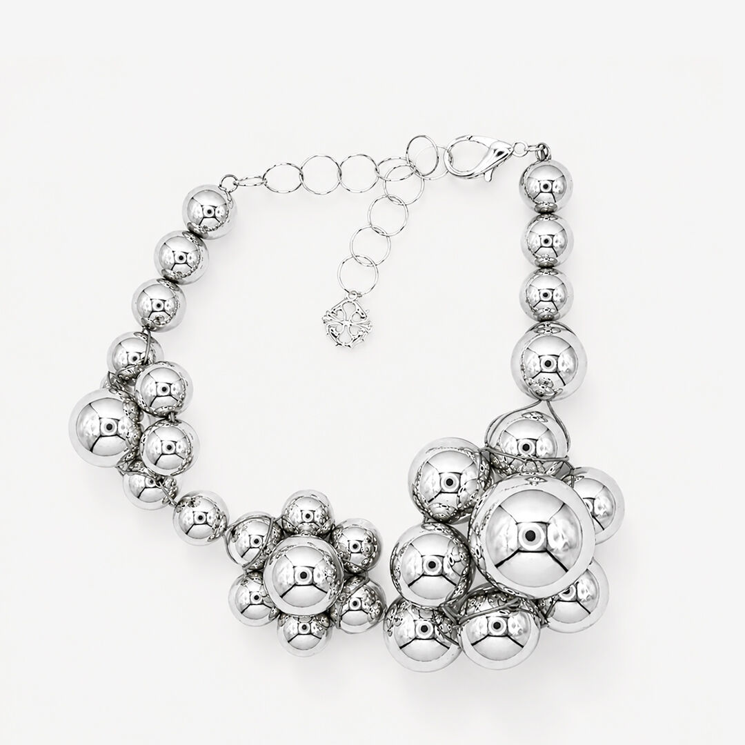 Collier ras de cou argenté à fleurs - Augea Argenta