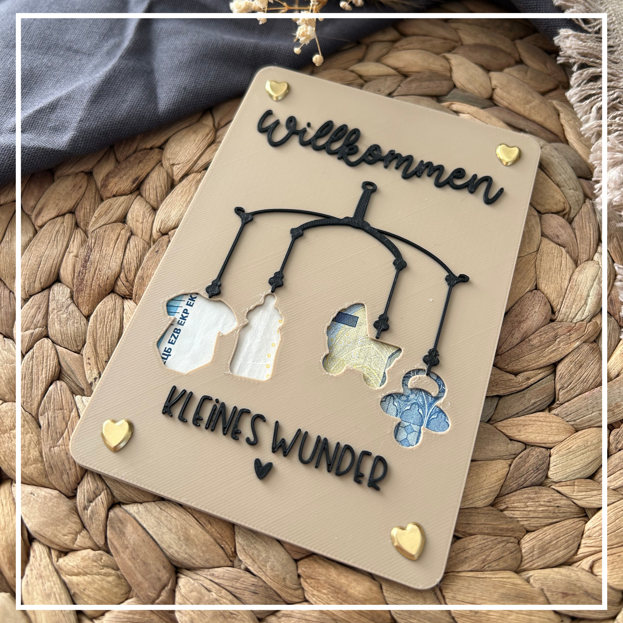Geldgeschenk zur Geburt - Geldgeschenkkarte Baby - Kreative Geschenkidee für frischgebackene Eltern Baby Mobile