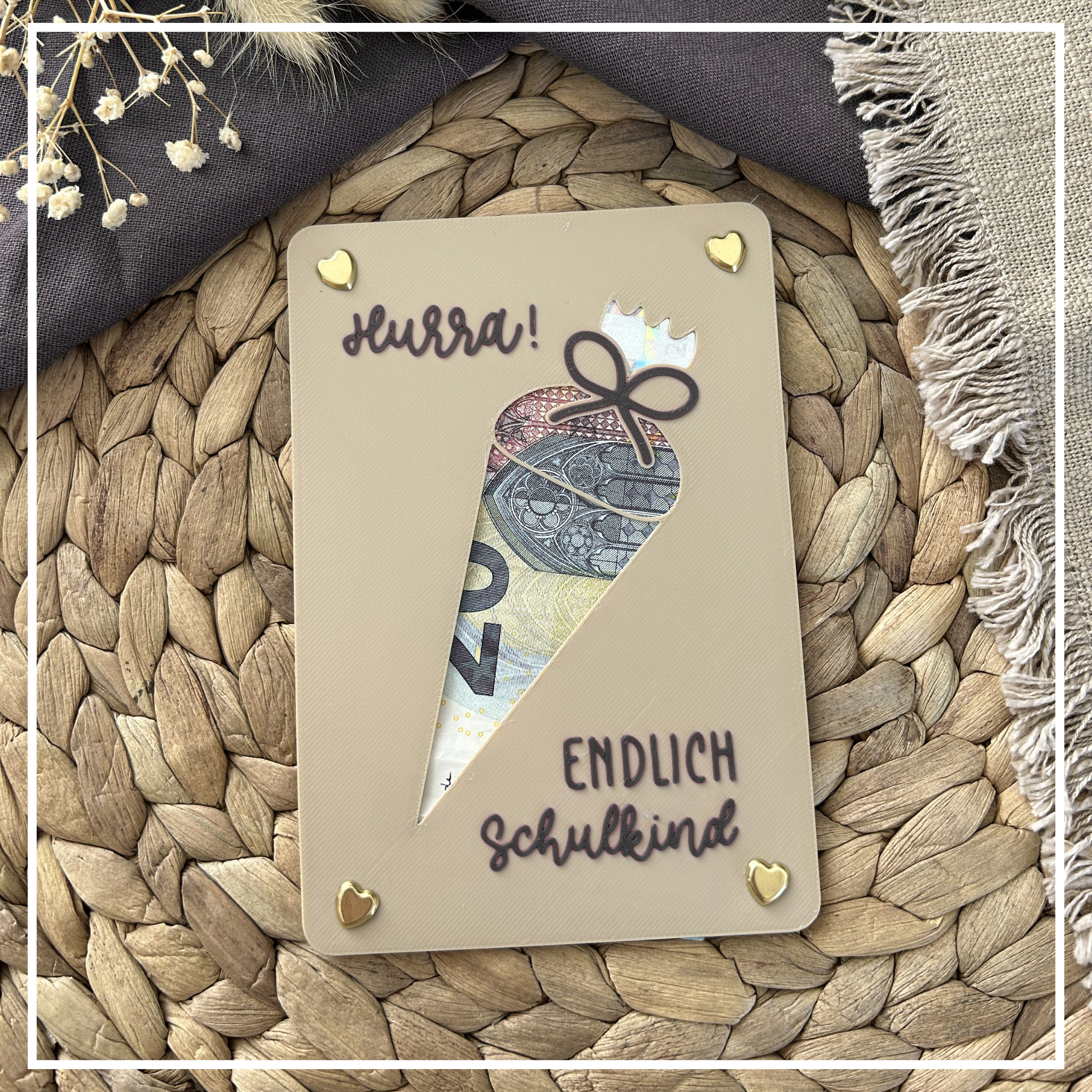 Geldgeschenk Einschulung - Geldgeschenkkarte zum ersten Schultag - Kreative Geschenkidee für Schulanfänger Hurra Schulkind
