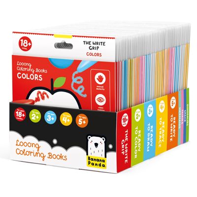 Looong Coloring Books: POP display of 56 sets from 18m+ to 5y+ (14 titles x4)