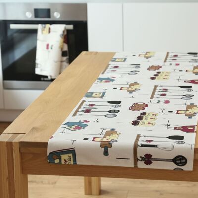 Kitchen table runner, multi color kitchen decor tableware