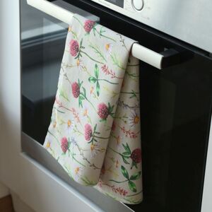 Torchon lavable en coton, herbes fleuries multicolores