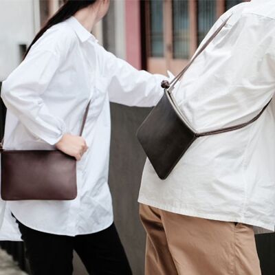 "Noeud" shoulder bag / pouch - Chocolate