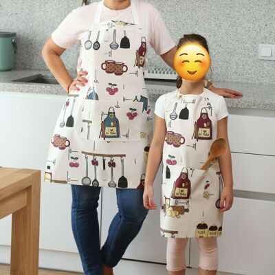 Cotton cooking apron with pocket, Multi color kitchen clothing
