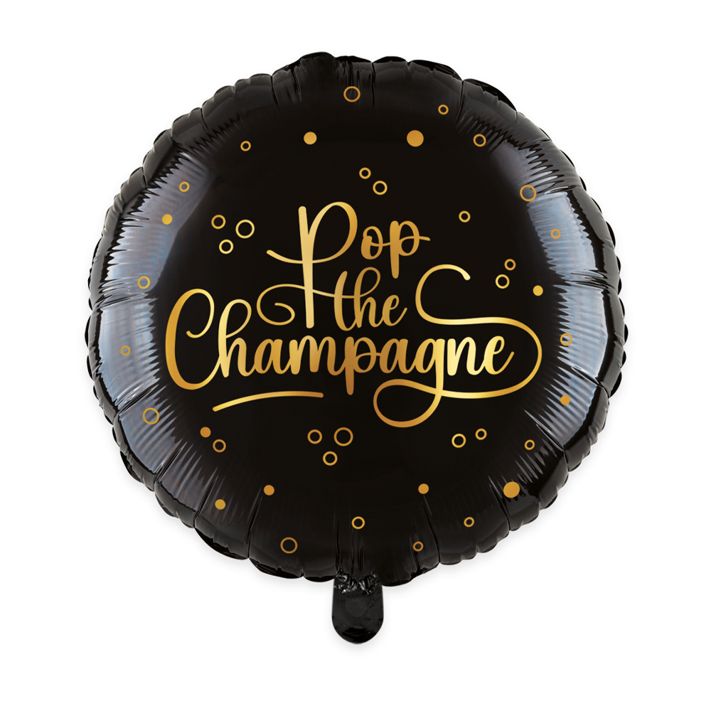 Foilballoon 18" - Pop the Champagne - black