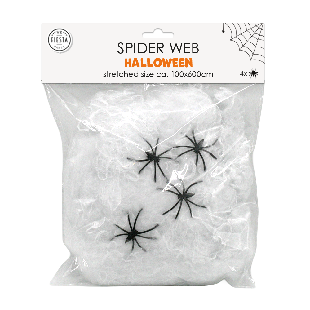 Spiderweb white 60g with 4 spiders