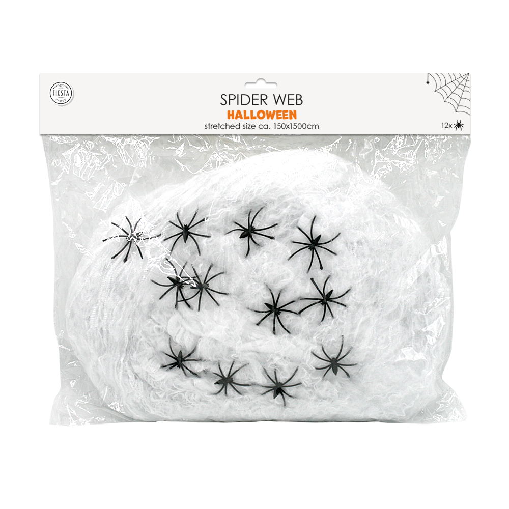 Spiderweb white 250g with 12 spiders