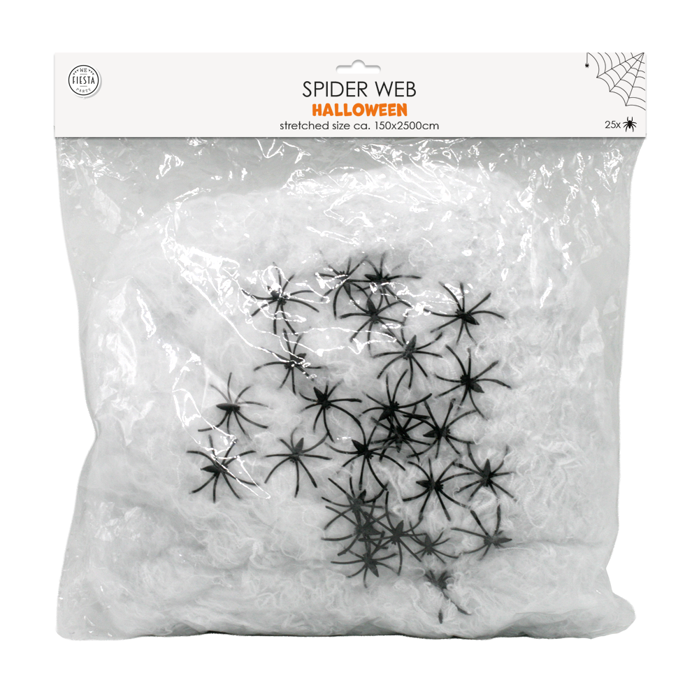 Spiderweb white 500g with 25 spiders