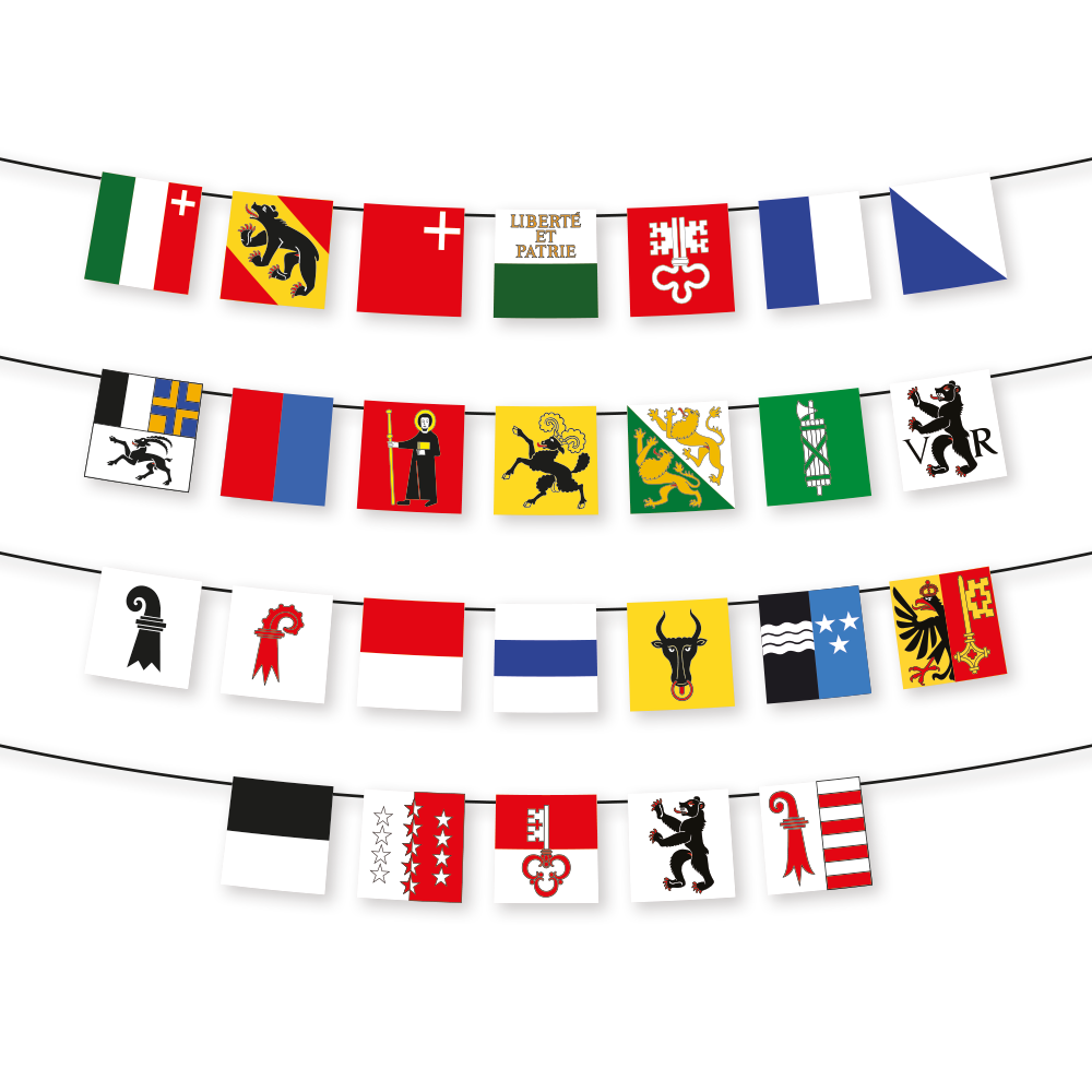 Bunting PE 8m 22,5x20,5cm - Swiss Cantons