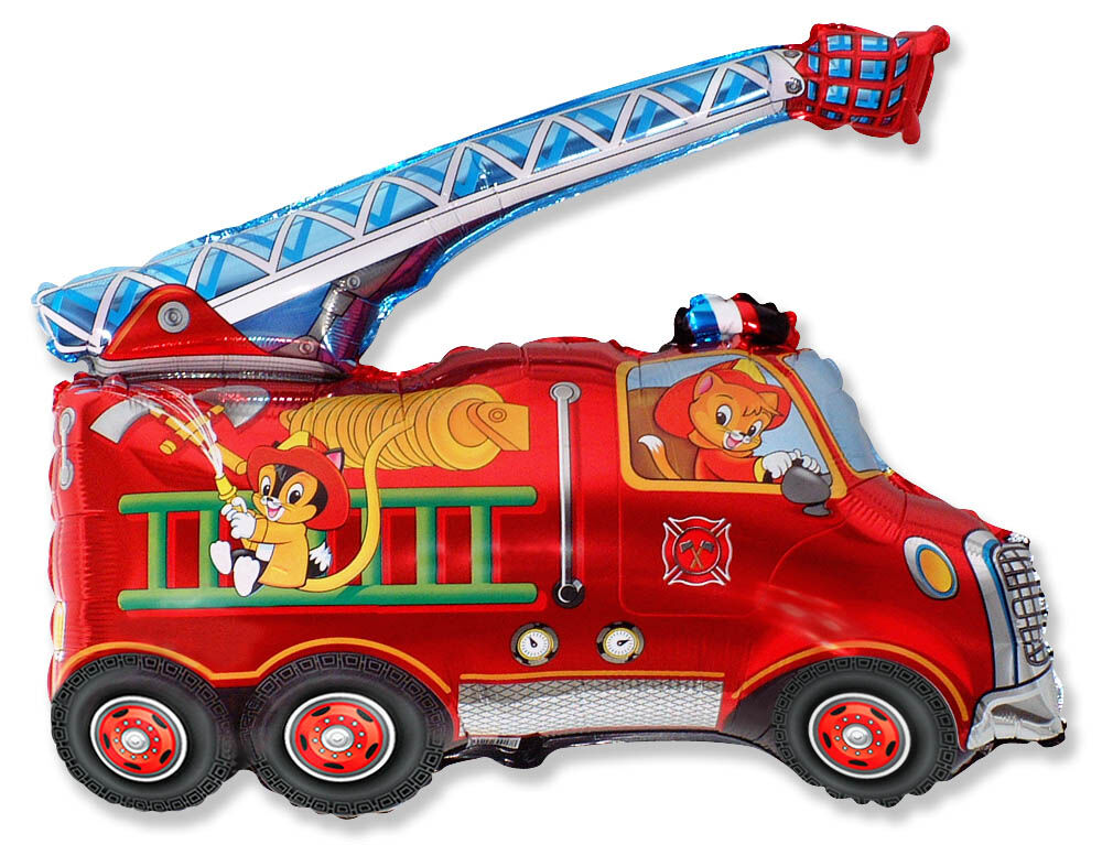 Globo de papel de aluminio de 31 x 31 pulgadas con forma de camión de bomberos