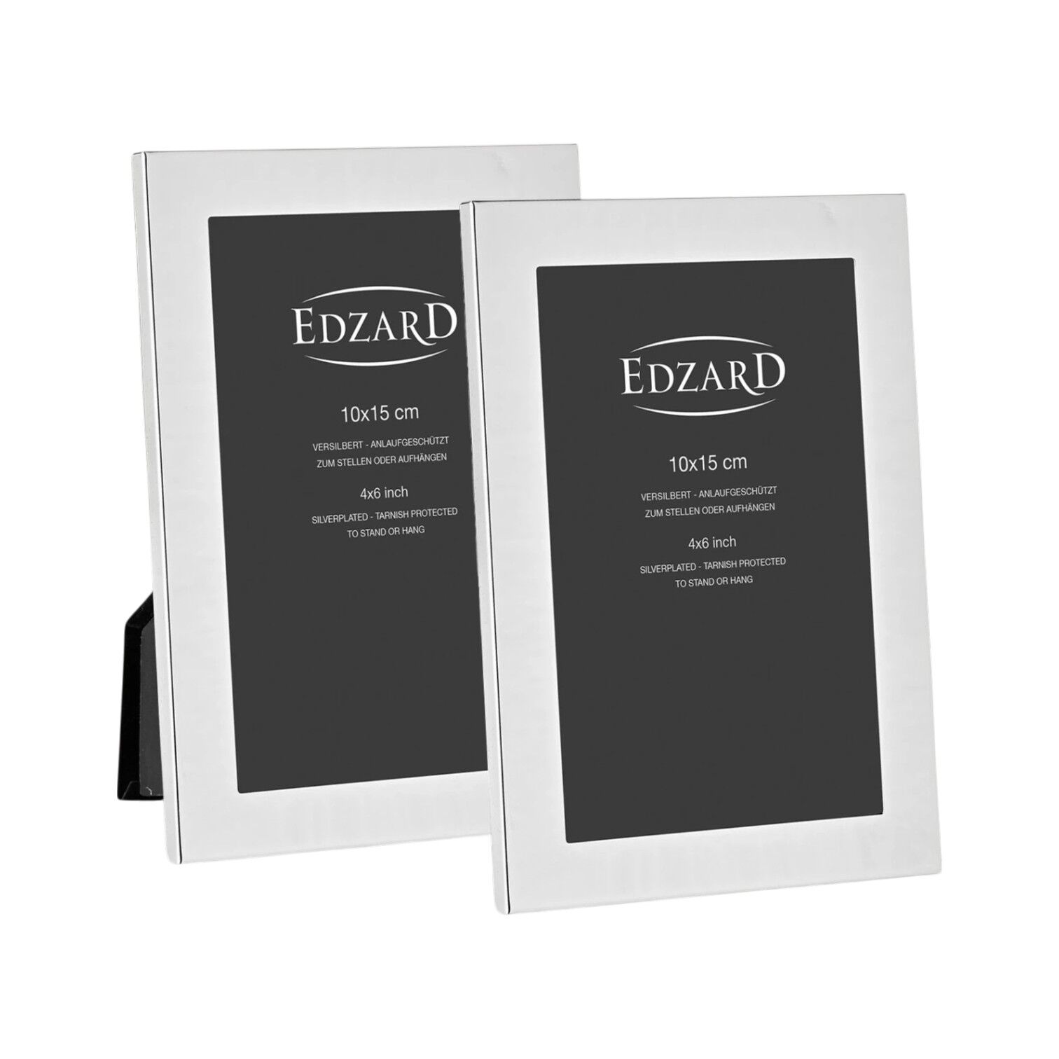 Set of 2 Prato picture frames (10x15 cm), elegantly silver-plated, tarnish-resistant, with 2 hangers