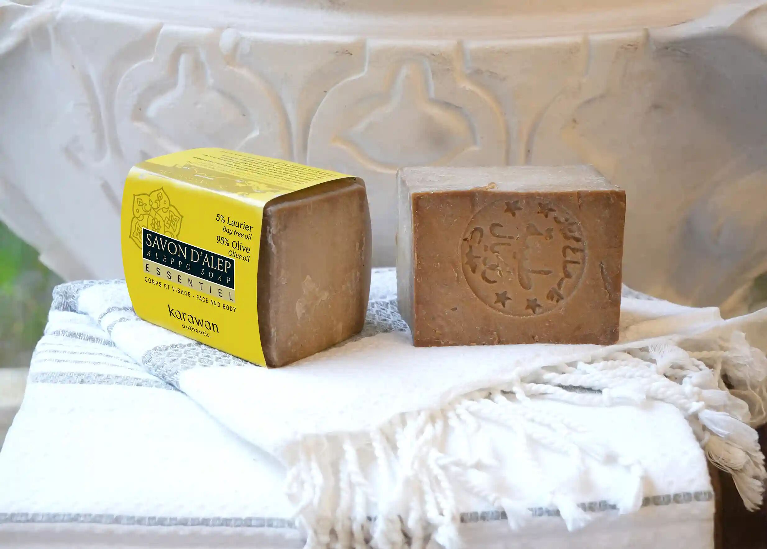 Essential Aleppo Soap - 95% Olive Oil and 5% Bay Leaf - Strip Format - 200g - Sold in Packs of 24
