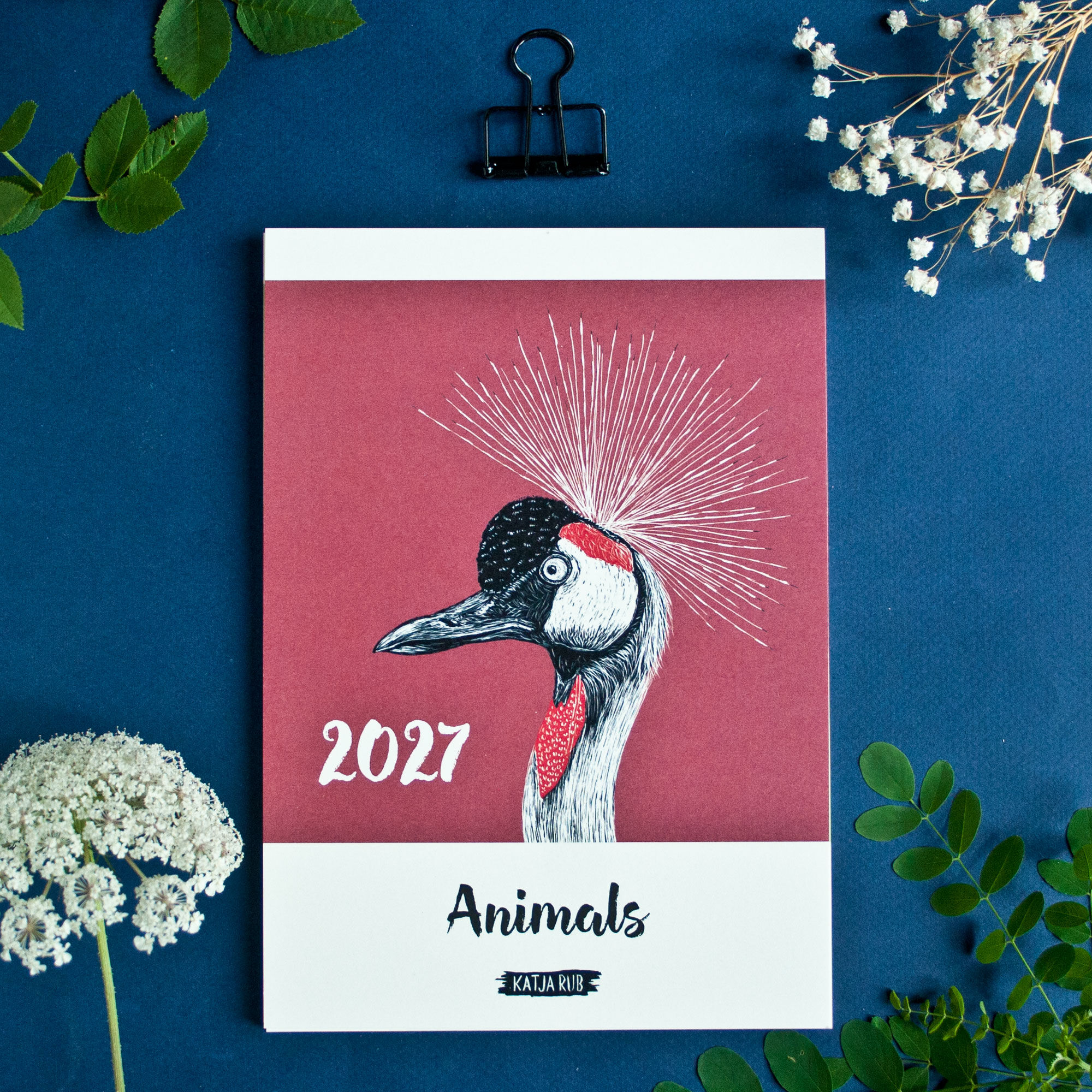 Kalender Tiere 2027 im A5 Format (Englisches Kalendarium)