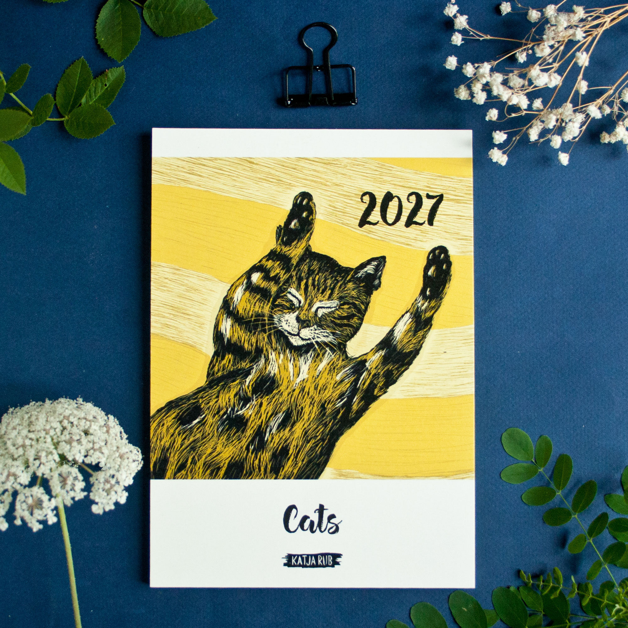 Katzen Kalender 2027 im A5 Format (Englisches Kalendarium)