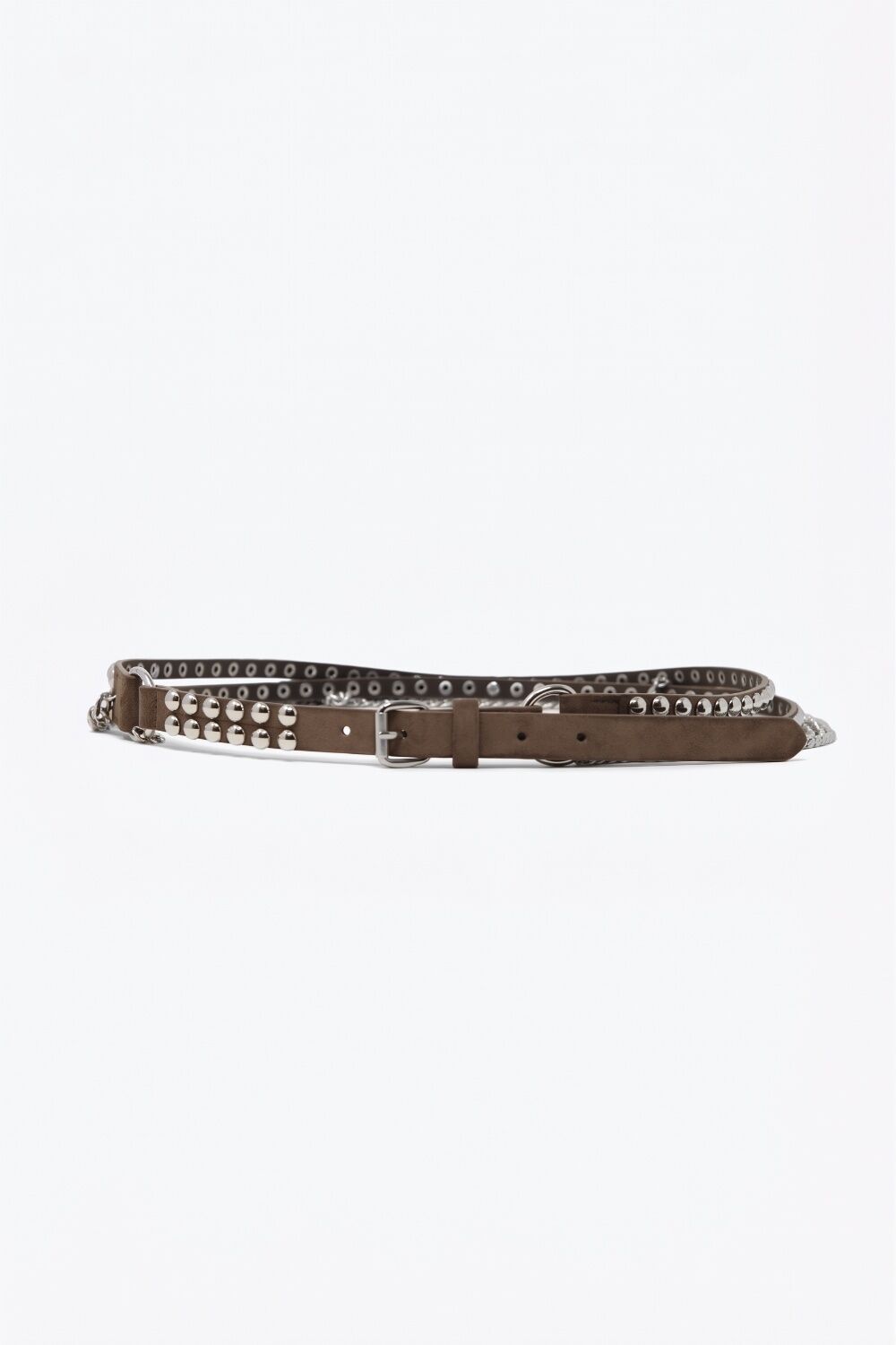 Camel Studded Belt with Hanging Chains