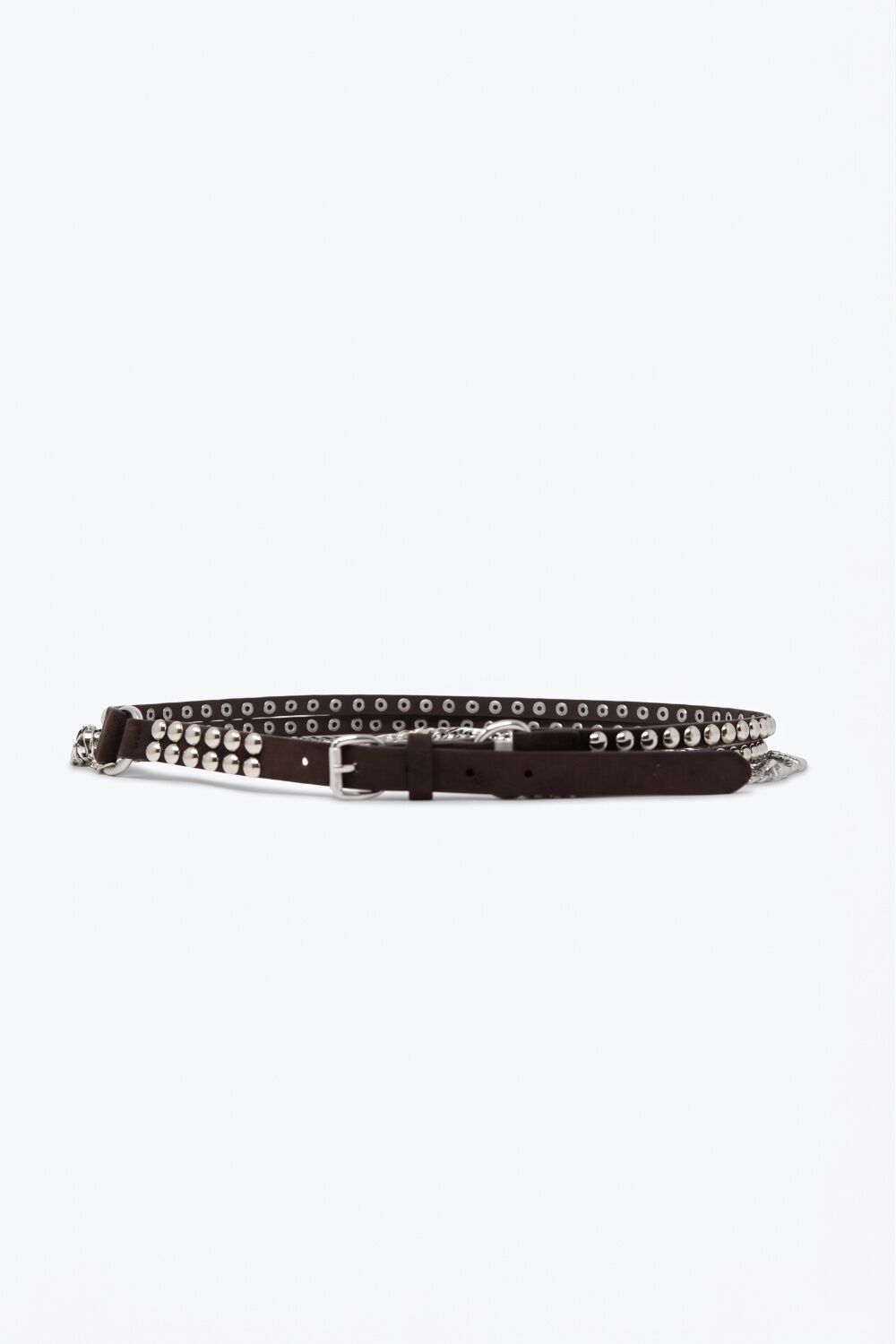 Choco Studded Belt with Hanging Chains