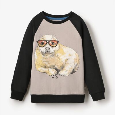 Camiseta raglán de manga larga orgánica - Cachorro de foca