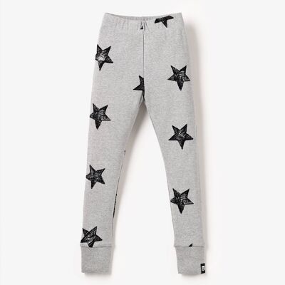 Legging Cosy Rib Bio - Gris Chiné Cute Star